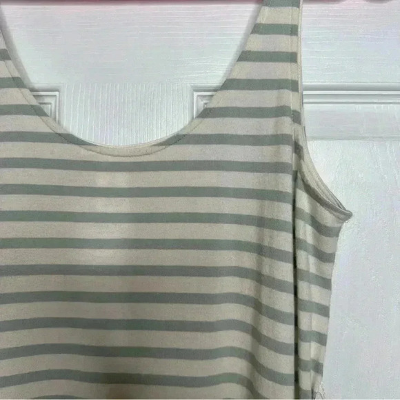 H&M Mama Calf Length Cotton Maternity Dress White & Mint Green  Striped Sz Small - Picture 3 of 16